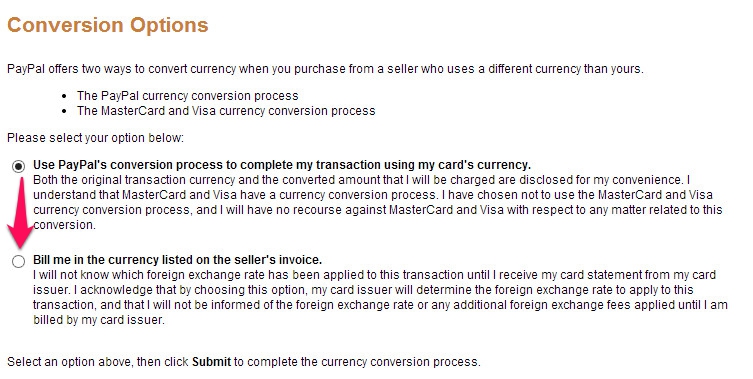 PayPals Währungsumrechner ausschalten