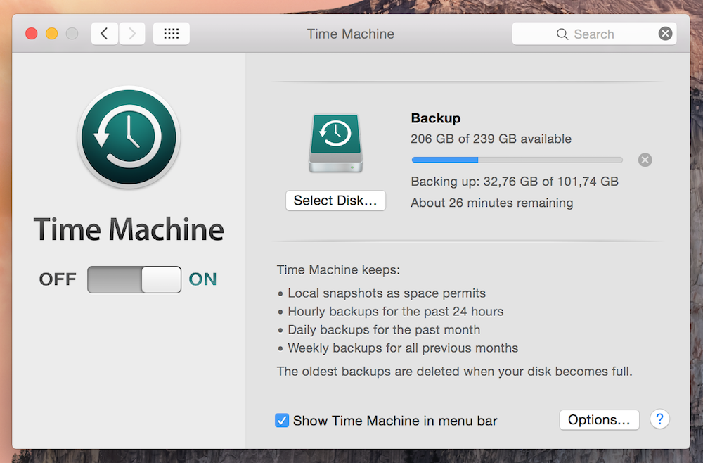 Datensicherung unter Mac OS X Timer Machine