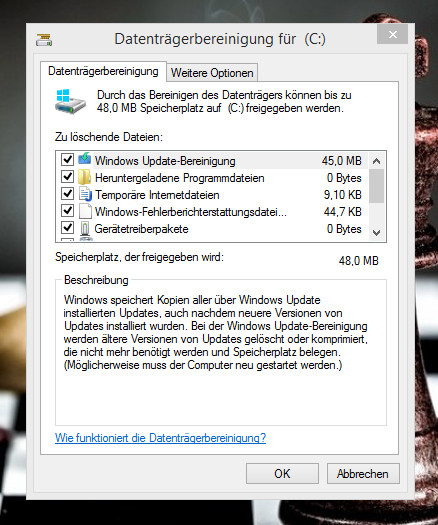 Mehr Festplattenplatz unter Windows 8