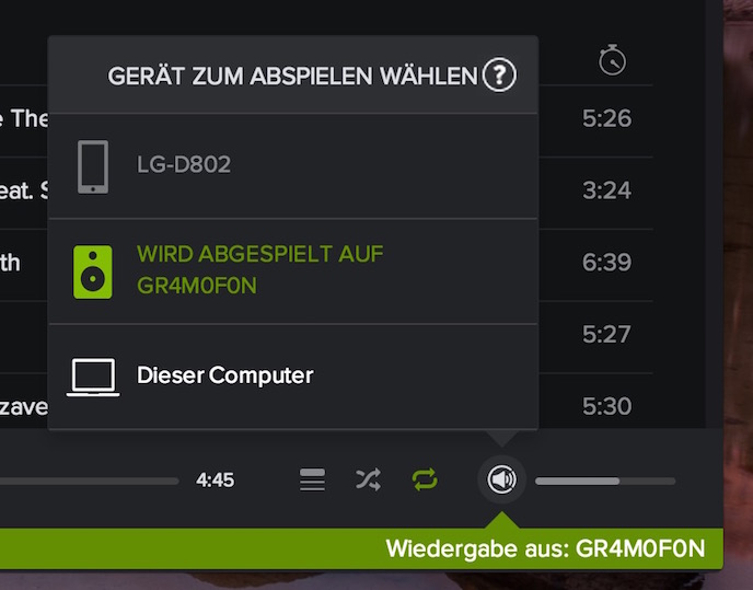 Spotify Beta unterstützt Spotify Connect auf dem Mac und PC (Bild: Screenshot Spotify für OS X).
