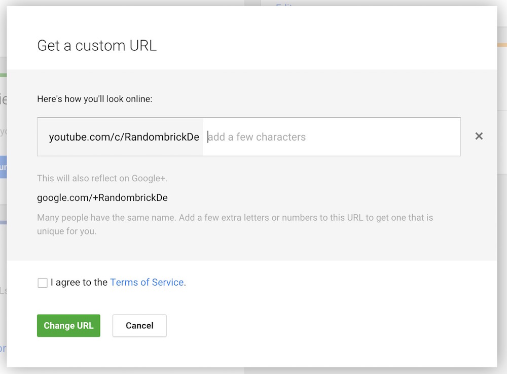 Google+ verlang, dass weitere Zeichen an die Custom URL angehängt werden (Bild: Screenshot Google+). 