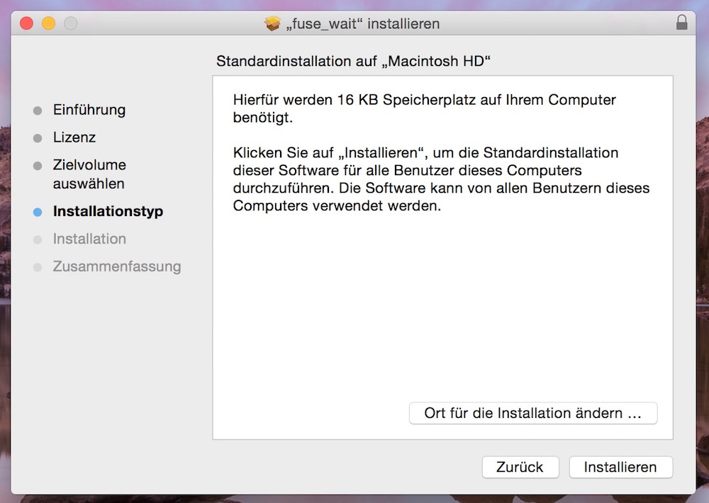 Fuse-wait entfernt Fehlermeldung unter macOS