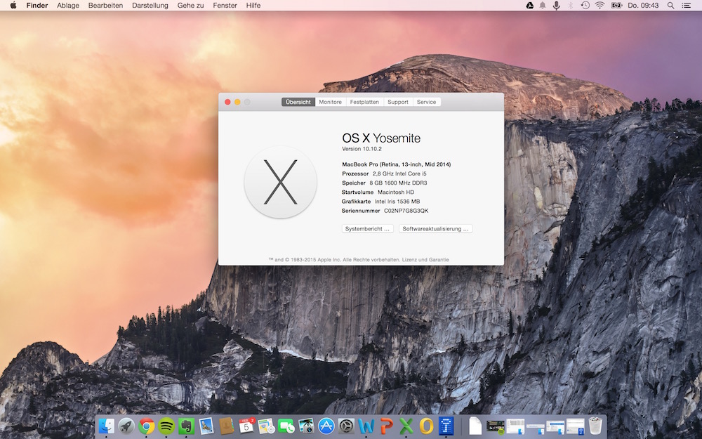 OS X Yosemite (Bild: OS X Screenshot).