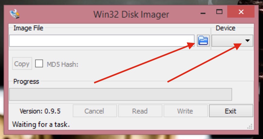 Image und das SD Karten Laufwerk wählen (Bild: Screenshot Windows 8.1).