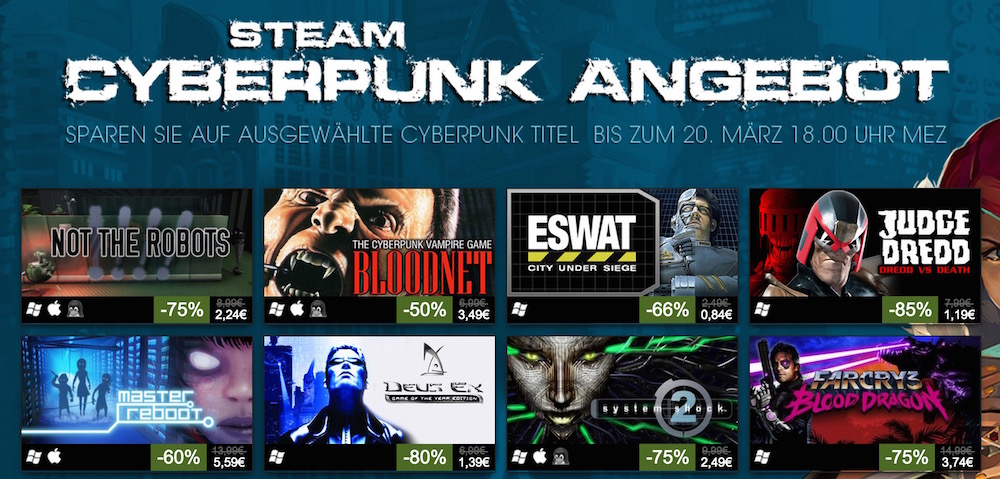 Steam Cyberpunk Angebote (Bild: Screenshot Steam).