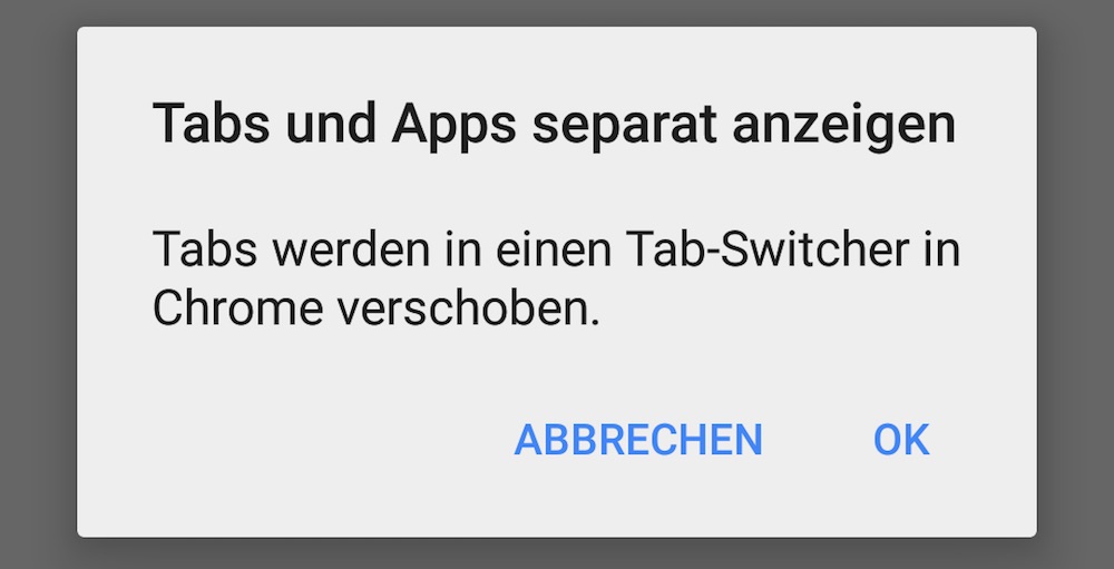 Den Hinweis mit OK bestätigen (Bild: Screenshot Android).