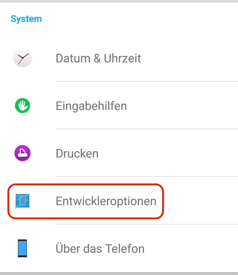 Android Entwickler Optionen (Bild: Screenshot Android).