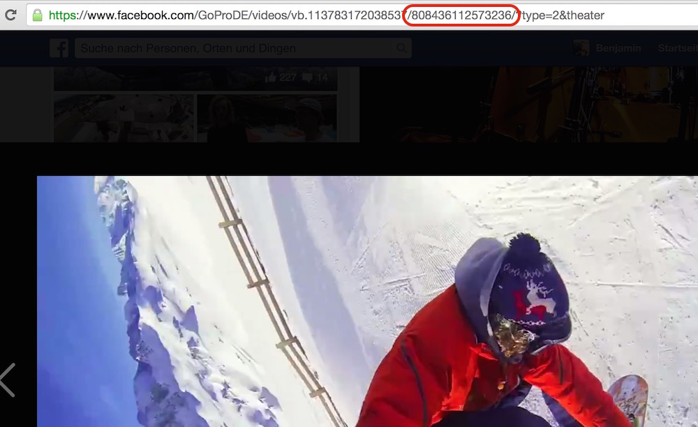 Facebook Videos in Webseiten einbinden (Bild: Screenshot GoPro Facebook).