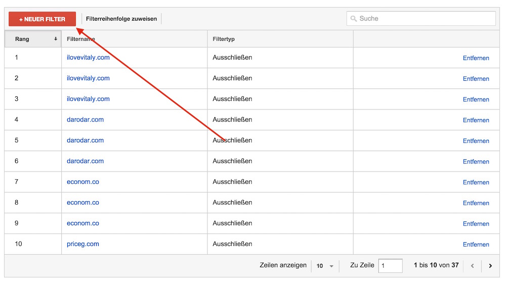 Google Analytics Spam Zugriffe blockieren (Bild: Screenshot Google Analytics).