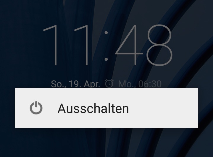Das Moto G ausschalten (Bild: Screenshot Moto G).