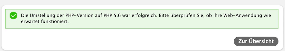 Die PHP Version für das Hosting Paket updaten (Bild: Screenshot Strato.de).