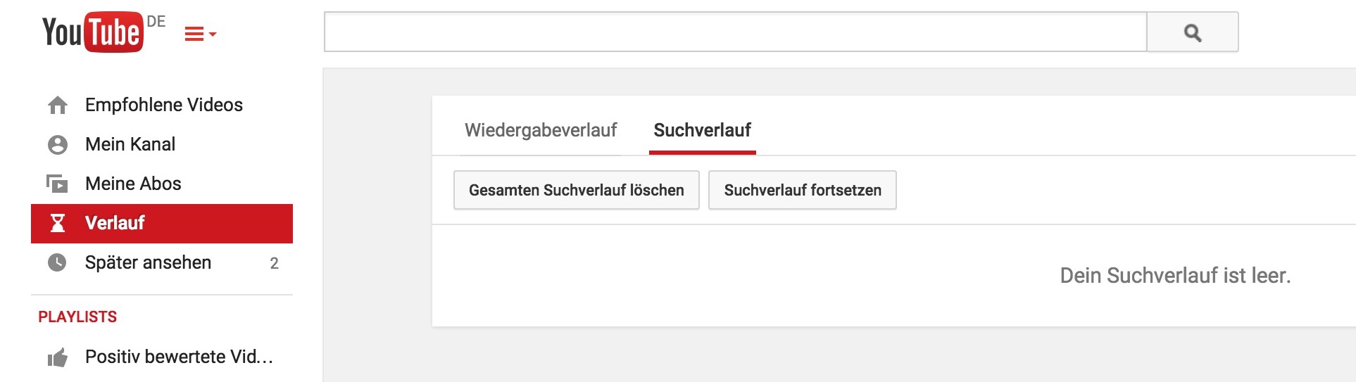 YouTube Suchverlauf löschen (Bild: Screenshot YouTube).