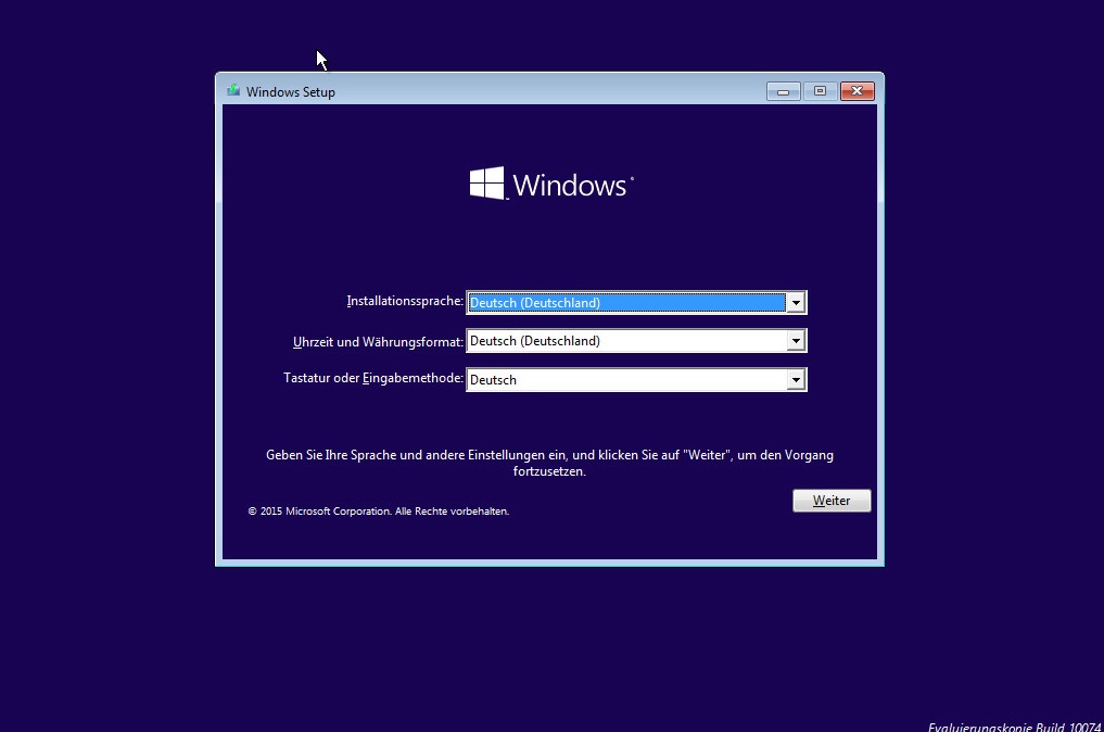 Windows 10 installieren (Bild: Screenshot Windows 10).