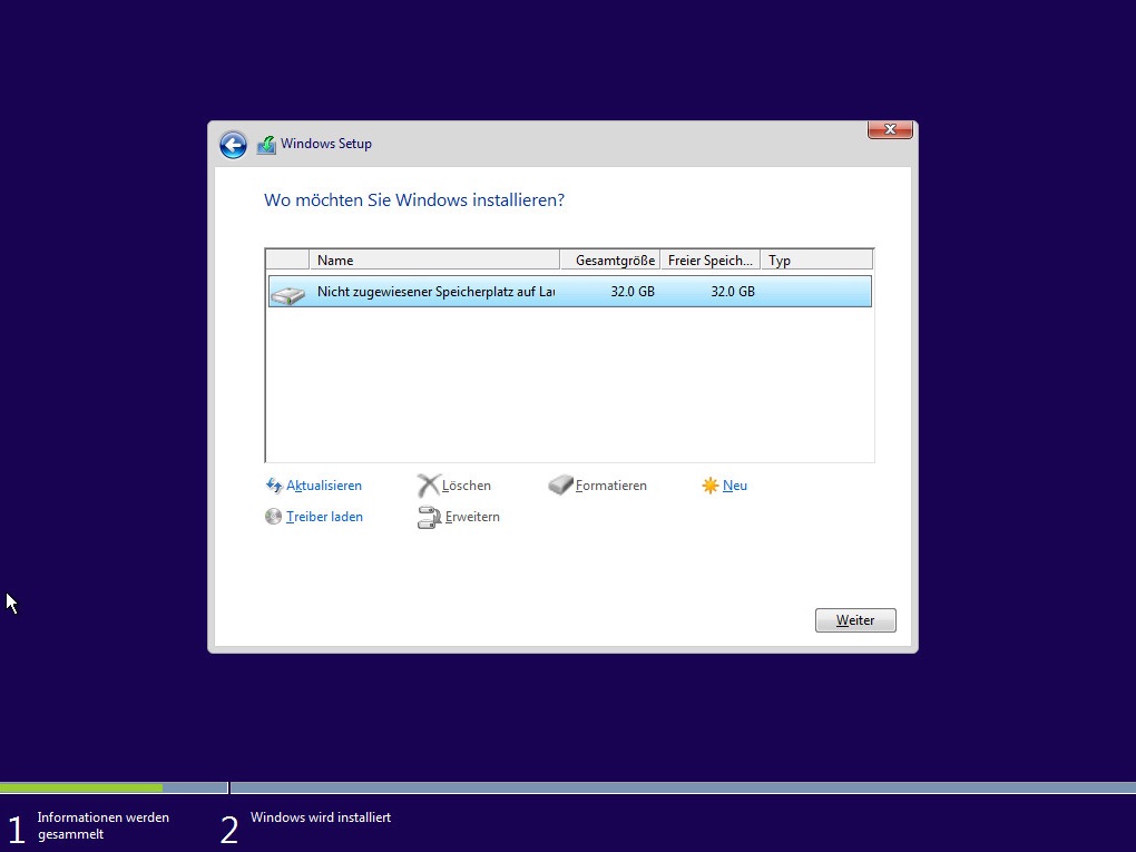 Windows 10 installieren (Bild: Screenshot Windows 10).