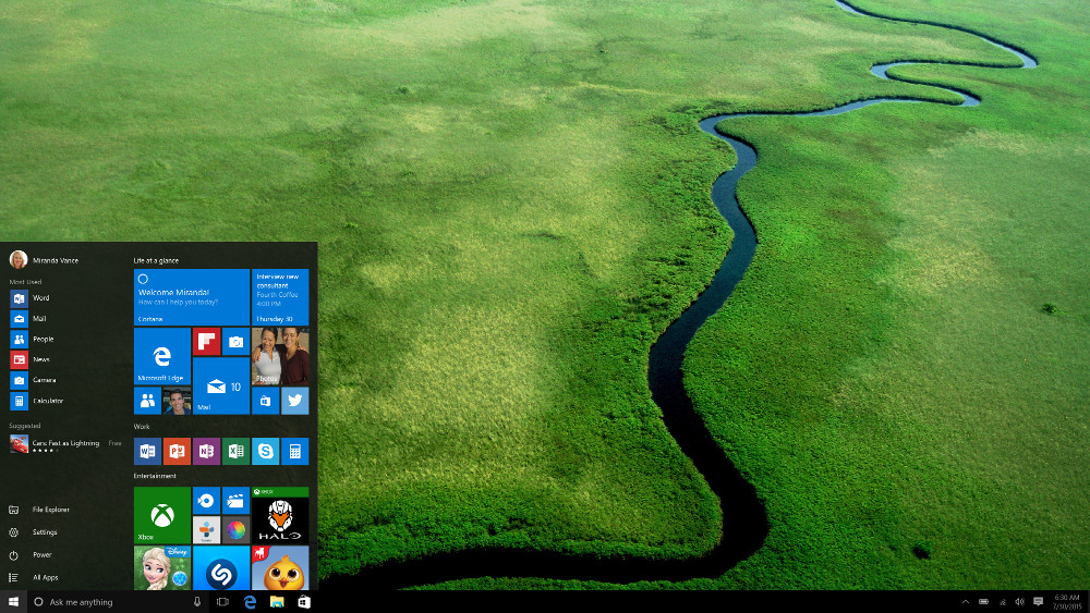 Windows 10 Startmenü (Bild: Microsoft Press Images).