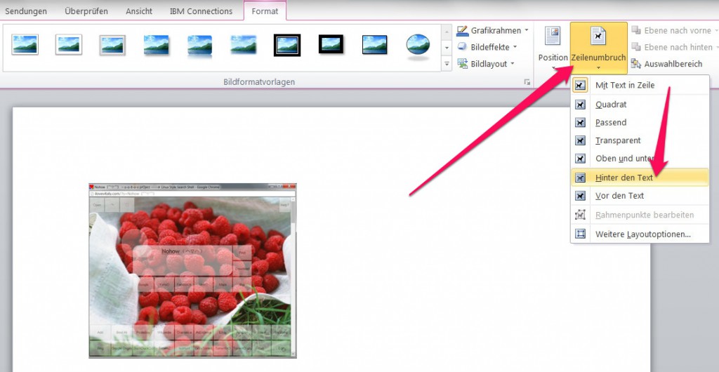 Bilder frei in Word verschieben RandomBrick.de