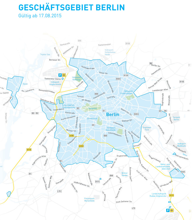 Das neue Geschäftsgebiet von car2go in Berlin (Bild: car2go.com).