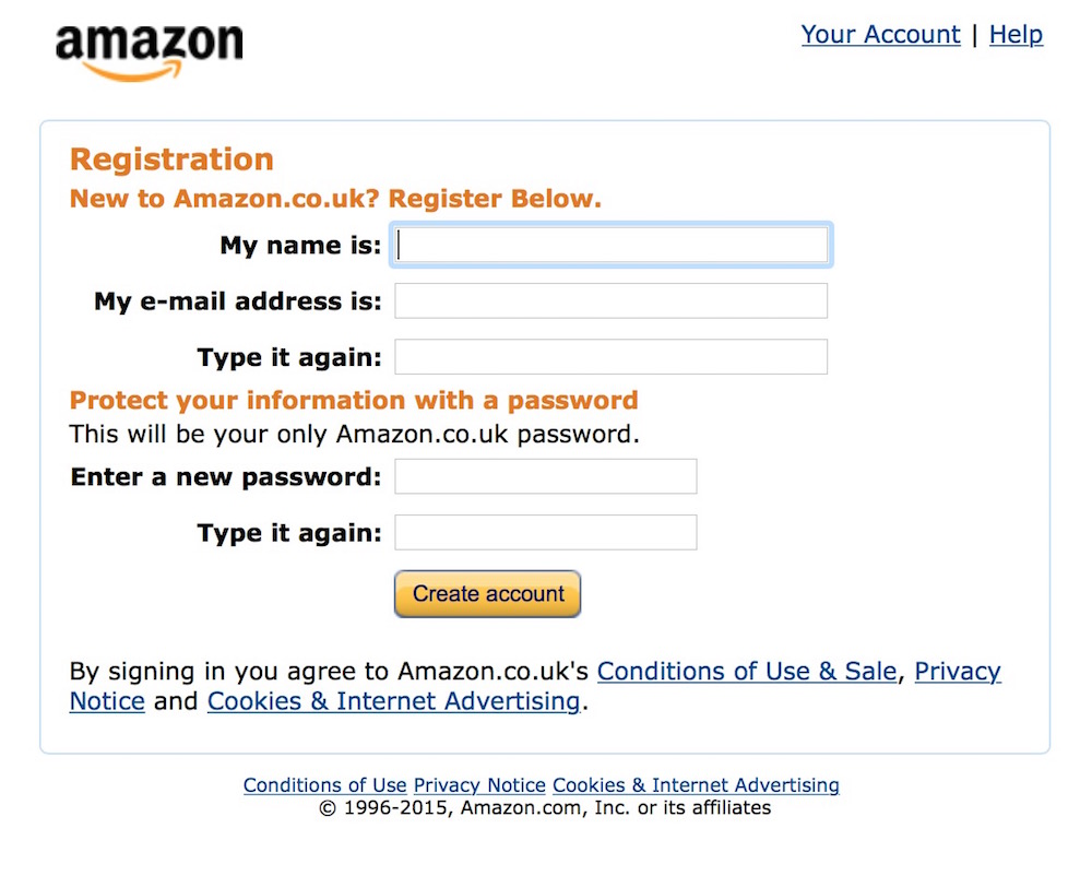 Anmeldung bei Amazon UK (Bild: Screenshot Amazon).