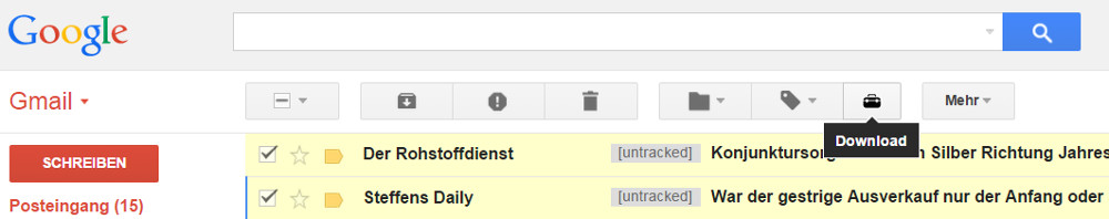 E-Mails aus Gmail als PDF herunterladen mit Duffel (Bild: Screenshot Gmail).