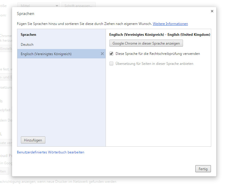 Google Chrome mehrsprachig nutzen (Bild: Screenshot Google Chrome).