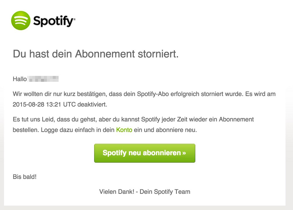 Spotify Abonnement kündigen (Bild: Screenshot Spotify).