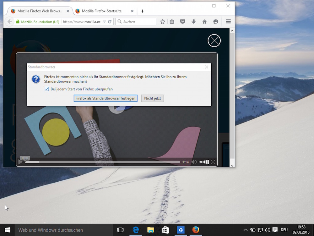 Unter Windows 10 bleibt der Microsoft Edge sehr hartnäckig der Standardbrowser (Bild: Screenshot Windows 10).