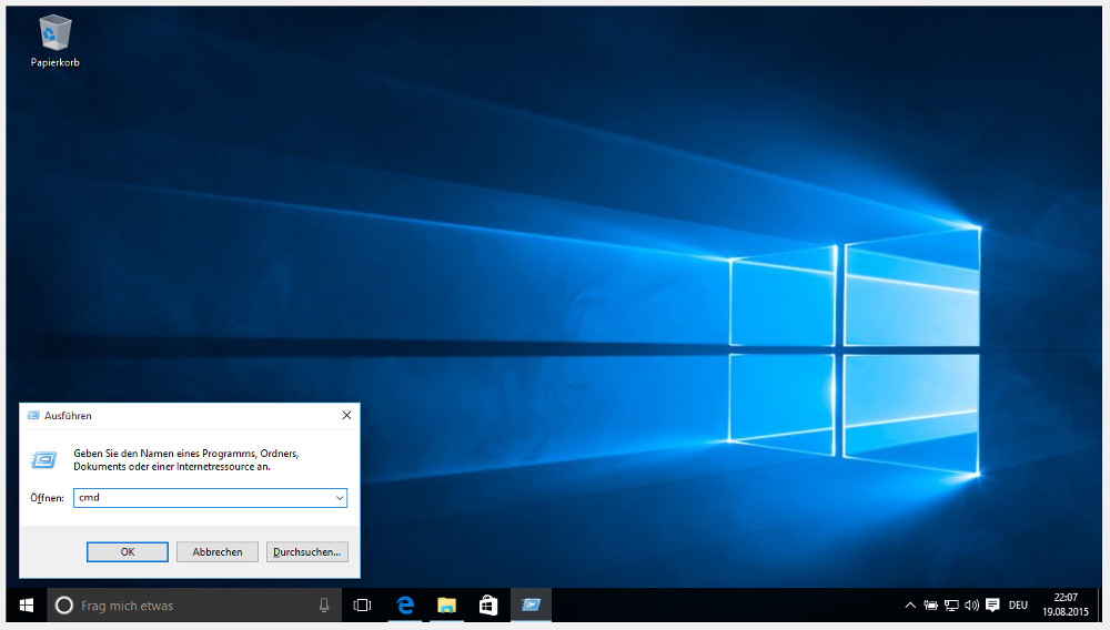 Windows 10 Tastenkürzel zum Öffnen des Ausführen-Dialogs (Bild: Screenshot Windows 10).