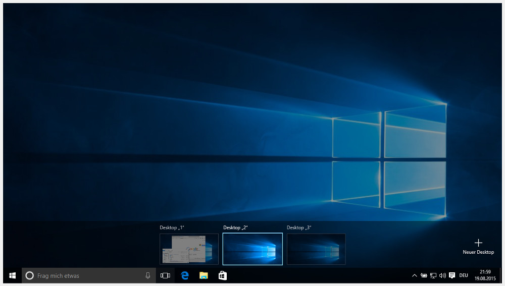 Mit den Windows 10 Tastenkombinationen virtuelle Desktops steuern (Bild: Screenshot Windows 10).