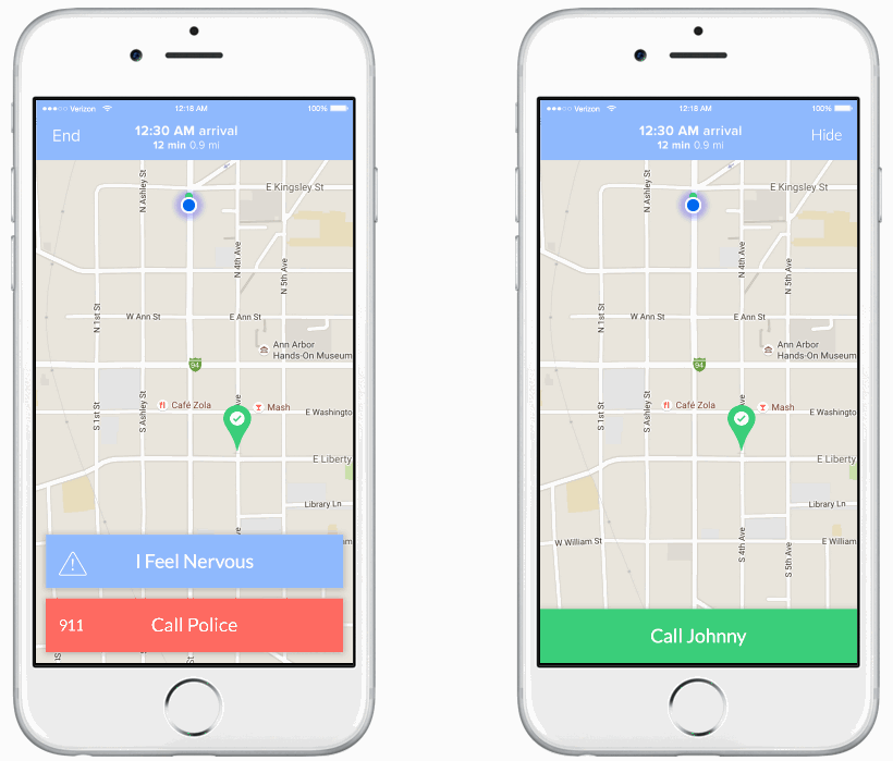 Der virtuelle Begleiter kann die Person auf einer Karte via GPS nach Hause begleiten (Bild: Bildschirmaufnahme companionapp.io).