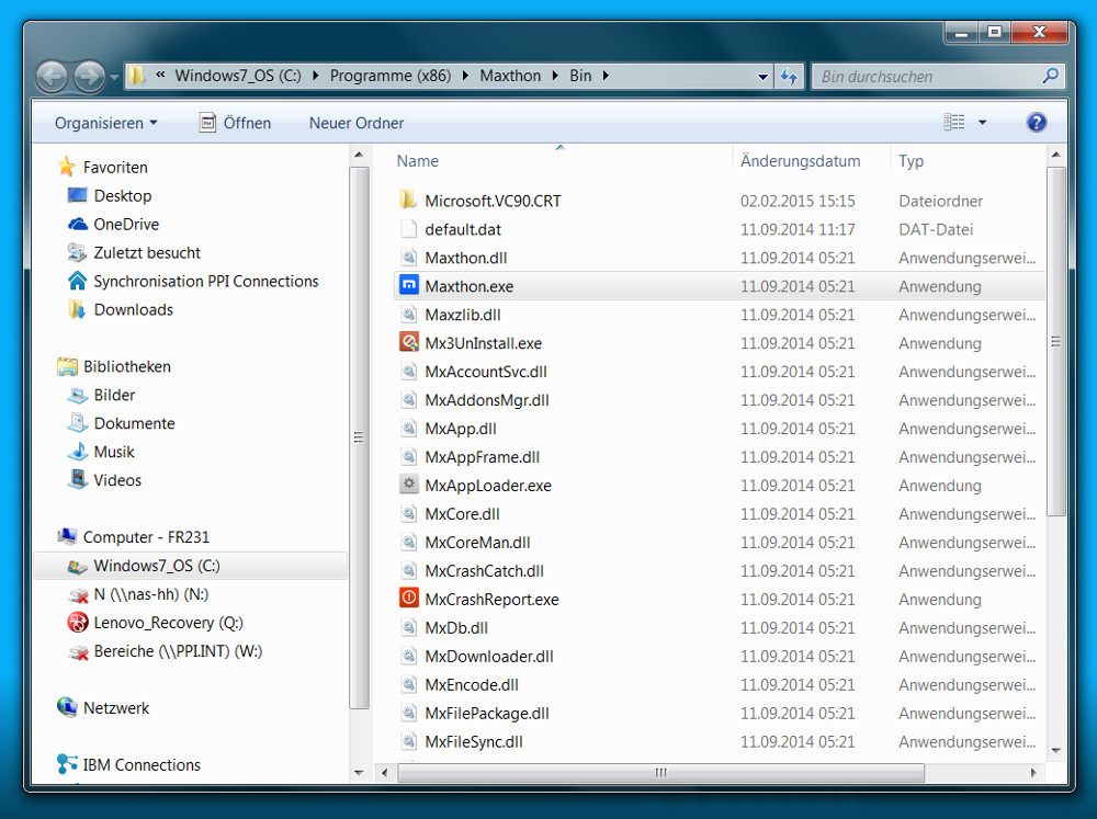 Maxthon Cloud Browser deinstallieren (Bild: Screenshot Windows 7).