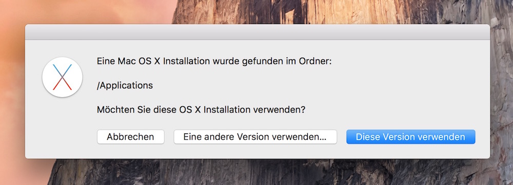 Der Installationspfad von OS X El Capitan kann von Hand geändert werden (Bild: Screenshot DiskMaker X),