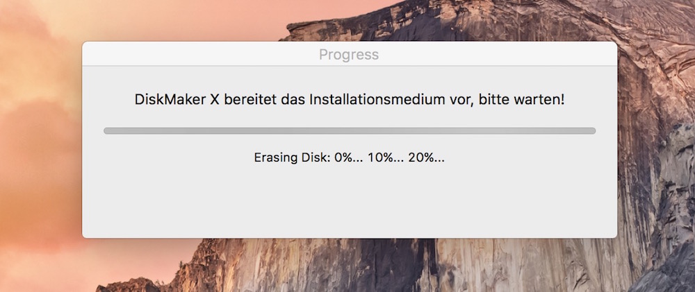 DiskMaker X erstellt bootfähige USB-Sticks zur Installation von OS X El Capitan (Bild: Screenshot DiskMaker X).