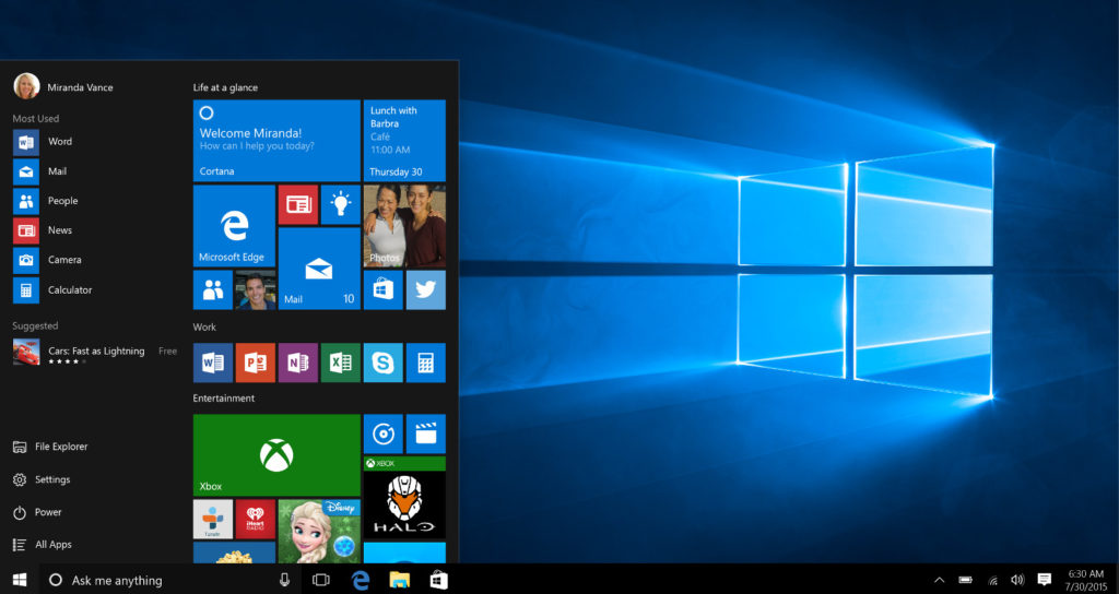 Windows 10 Startbildschirm