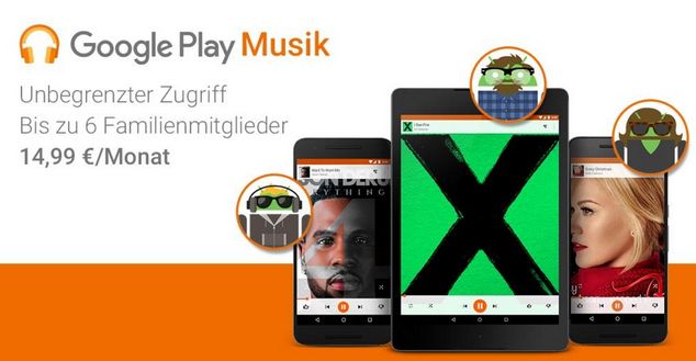Auch Google Play Musik bietet ein Familienabo an (Bild: Google Blog).