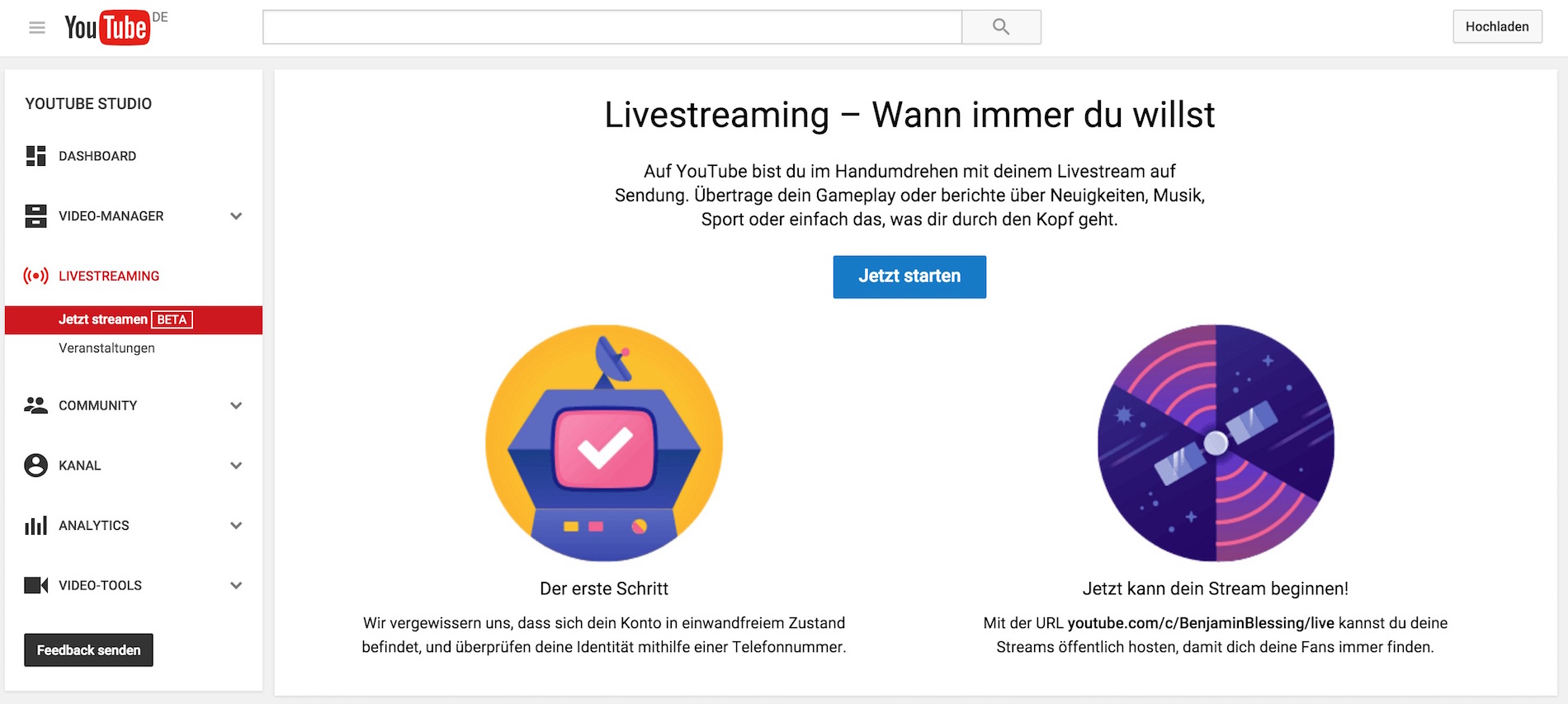 YouTube Live-Streaming in Deutschland einrichten