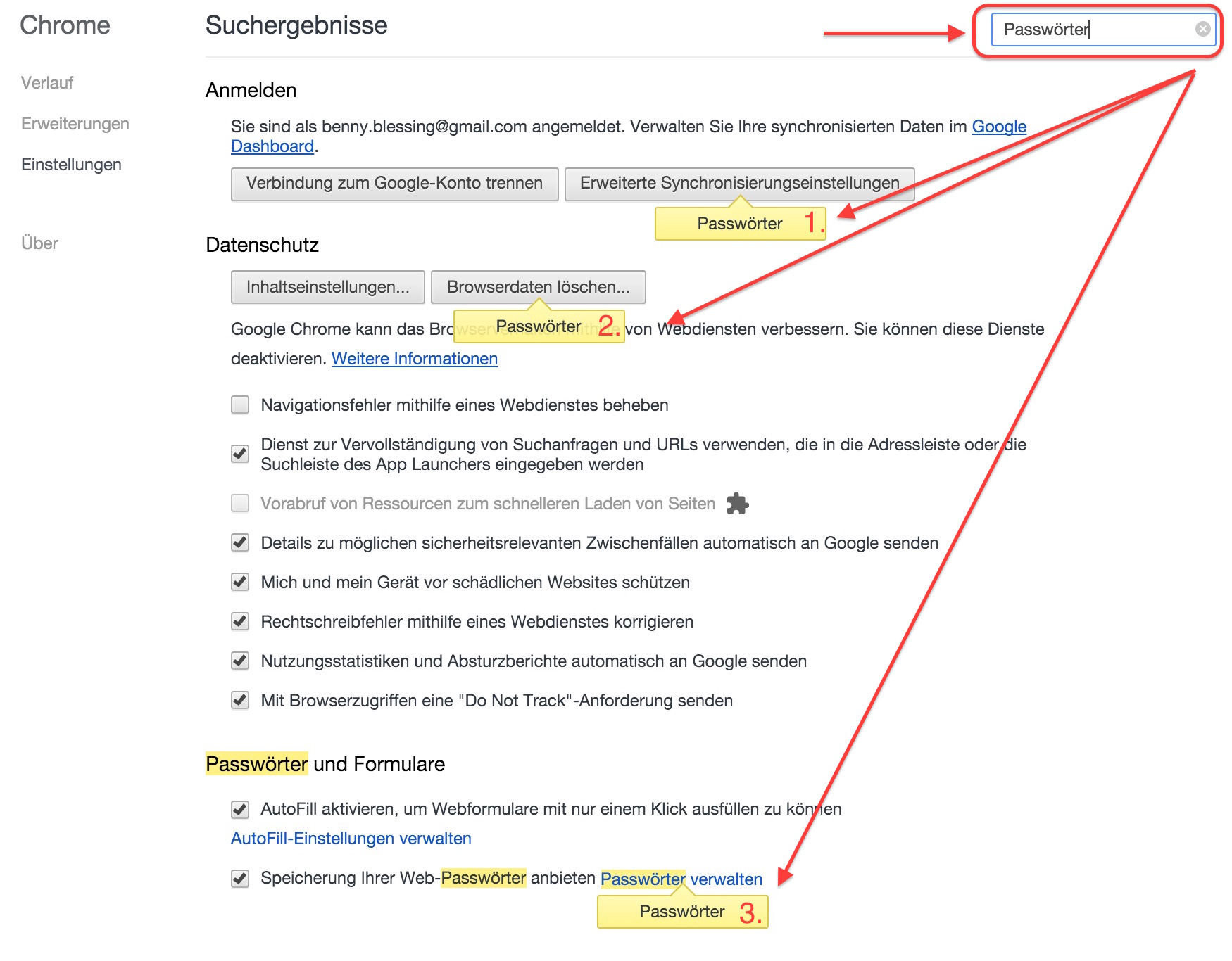 Google Chrome Passwörter