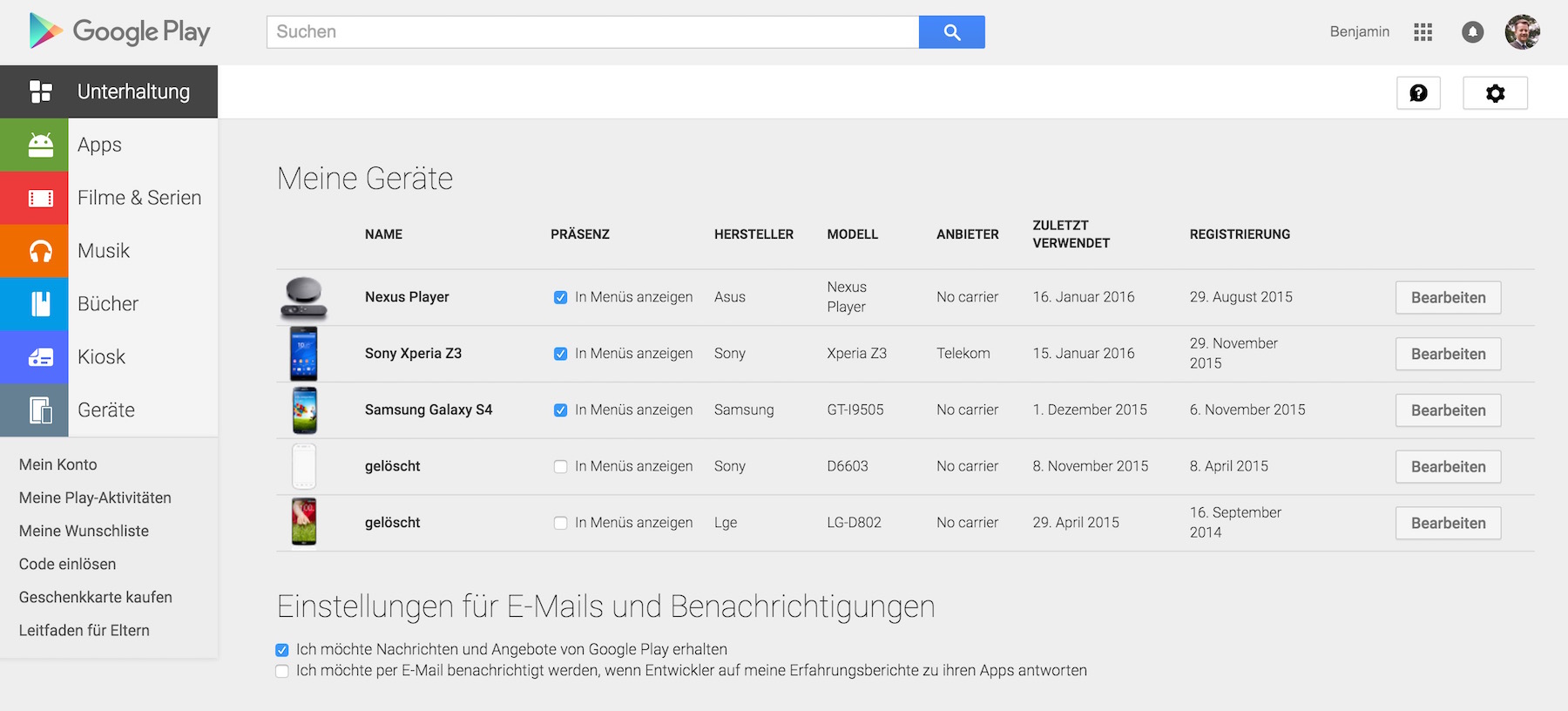 Google Play Store Einstellungen