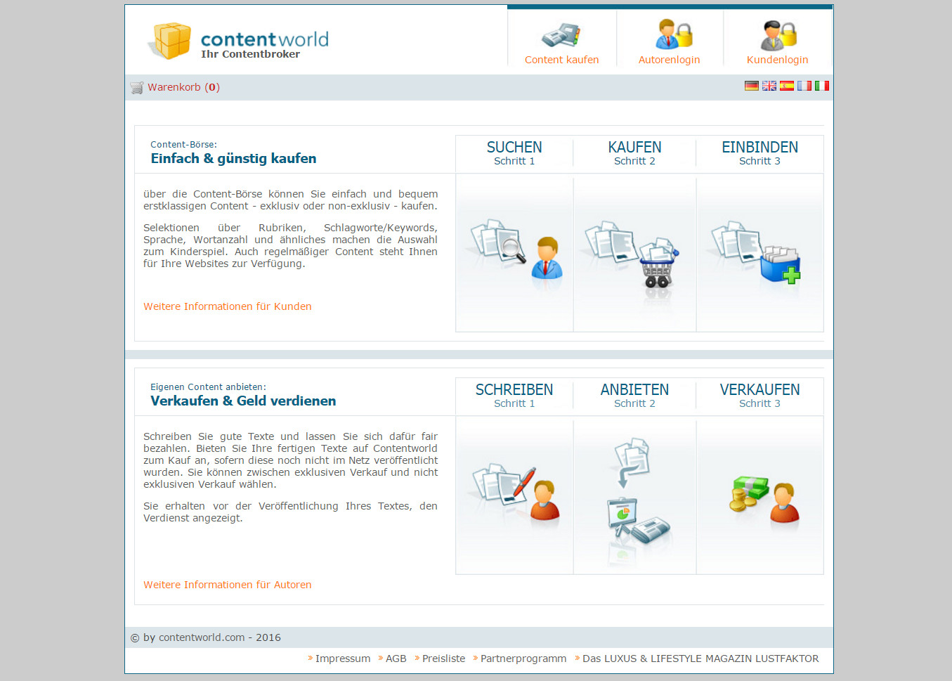 Contentworld.de Webseite