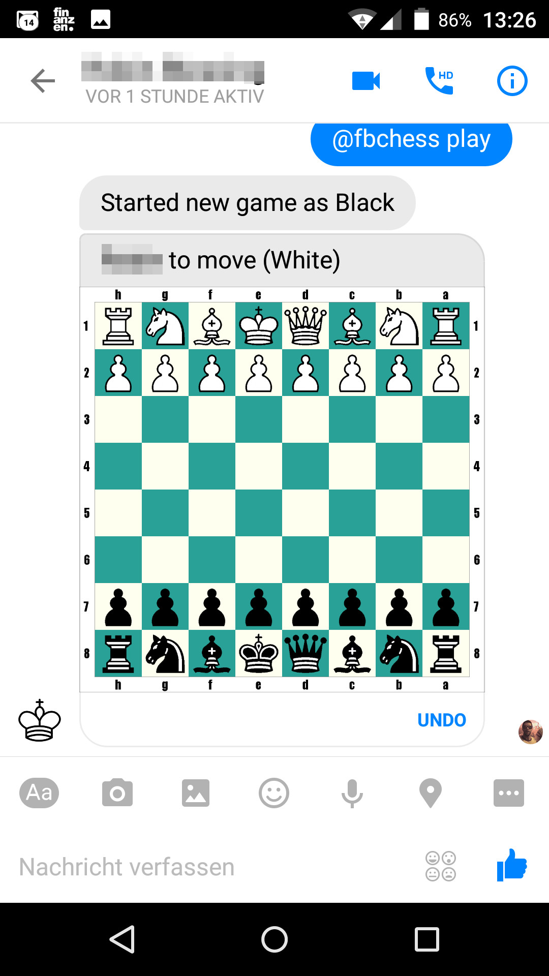 Facebook Messenger App Schach-Funktion