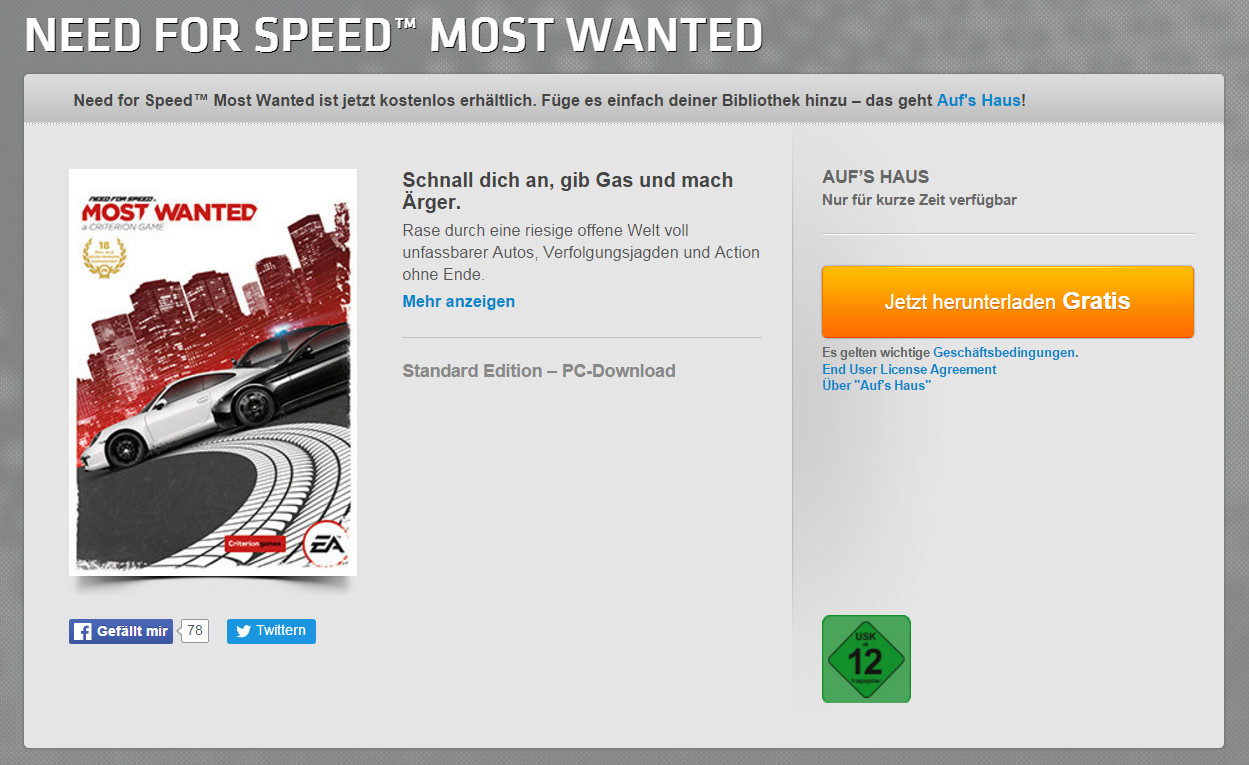 Need for Speed Most Wanted kostenlos herunterladen