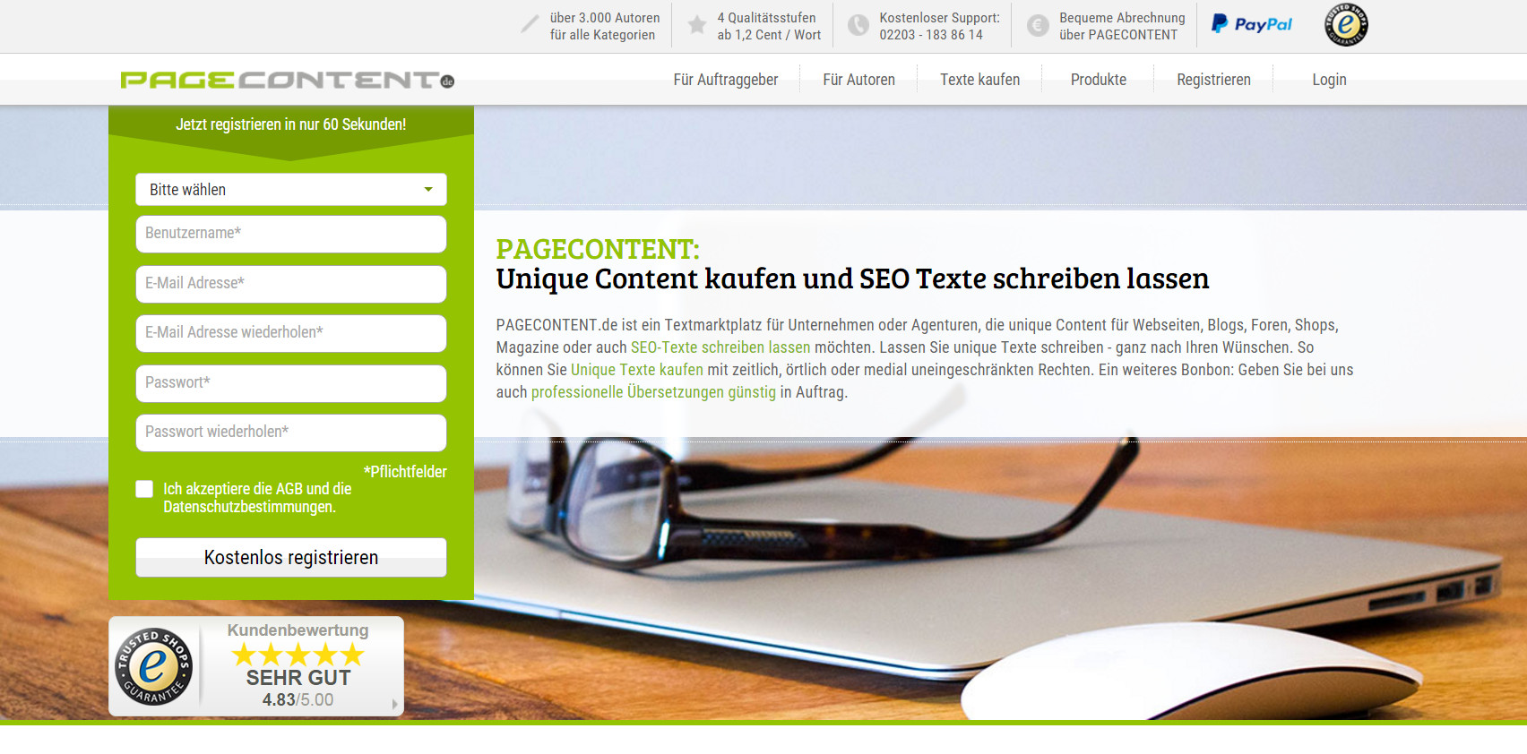 Pagecontent.de Webseite