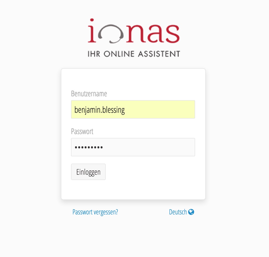 ionas-Server Home Benutzer-Konto