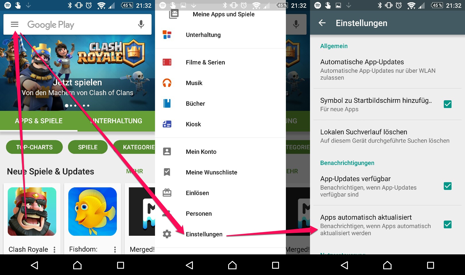 Google Play Store - Benachrichtigung automatisch aktualisierter App ausschalten