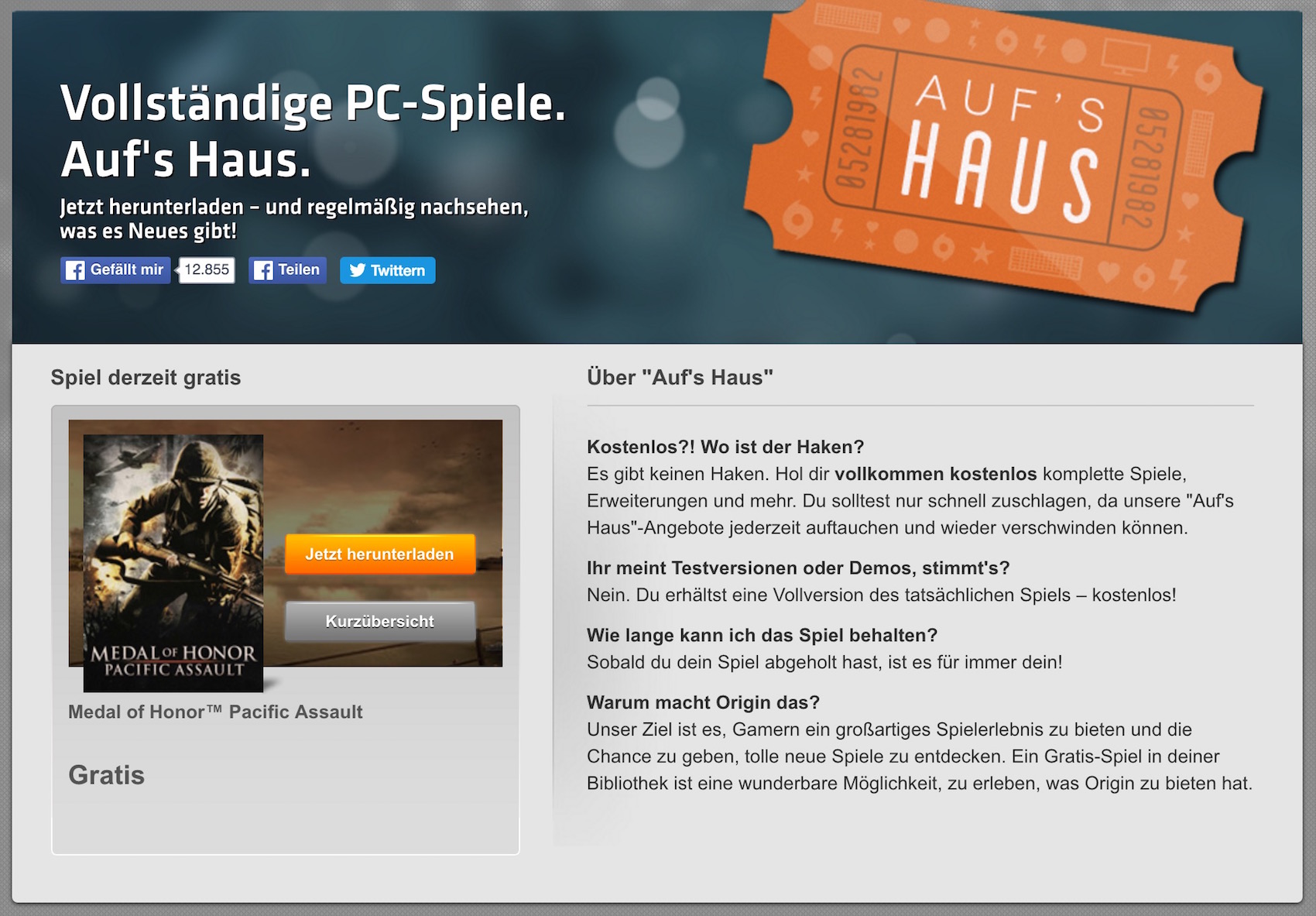 Medal of Honor Pacific Assault: Kostenlos bei EA