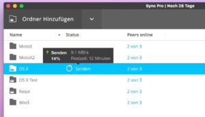 Resilio Sync Übertragungsrate macOS