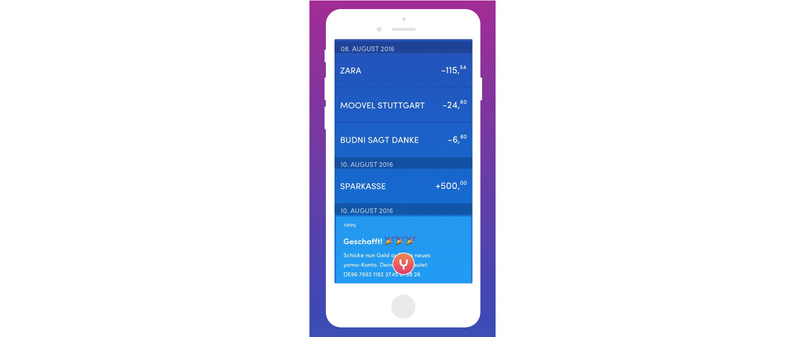 yomo als App auf dem Smartphone (Bild: Screenshot yomo.de).