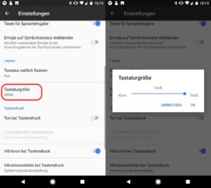 Android Google Tastatur vergrößern