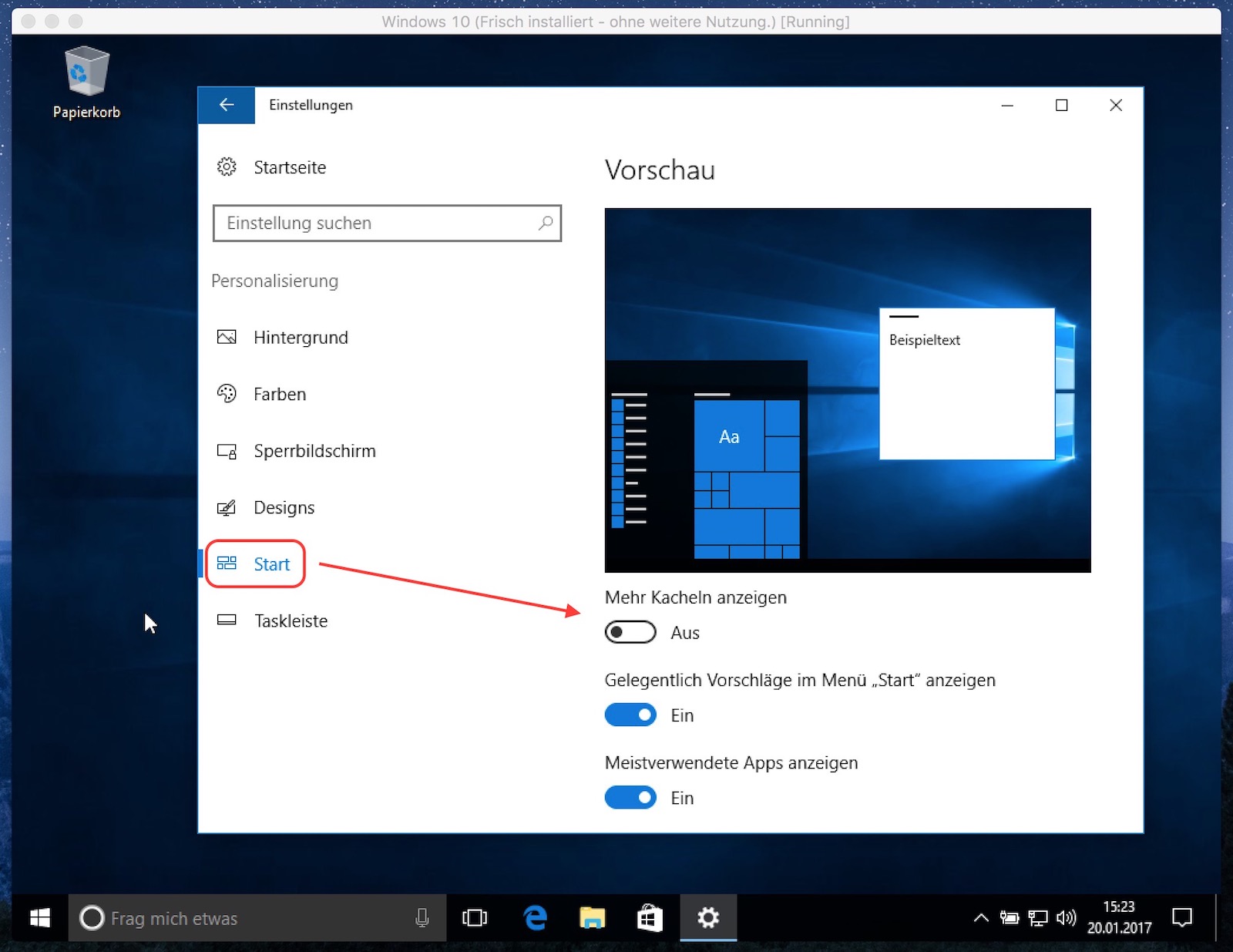 Windows 10 Startmenü mit mehr Kacheln