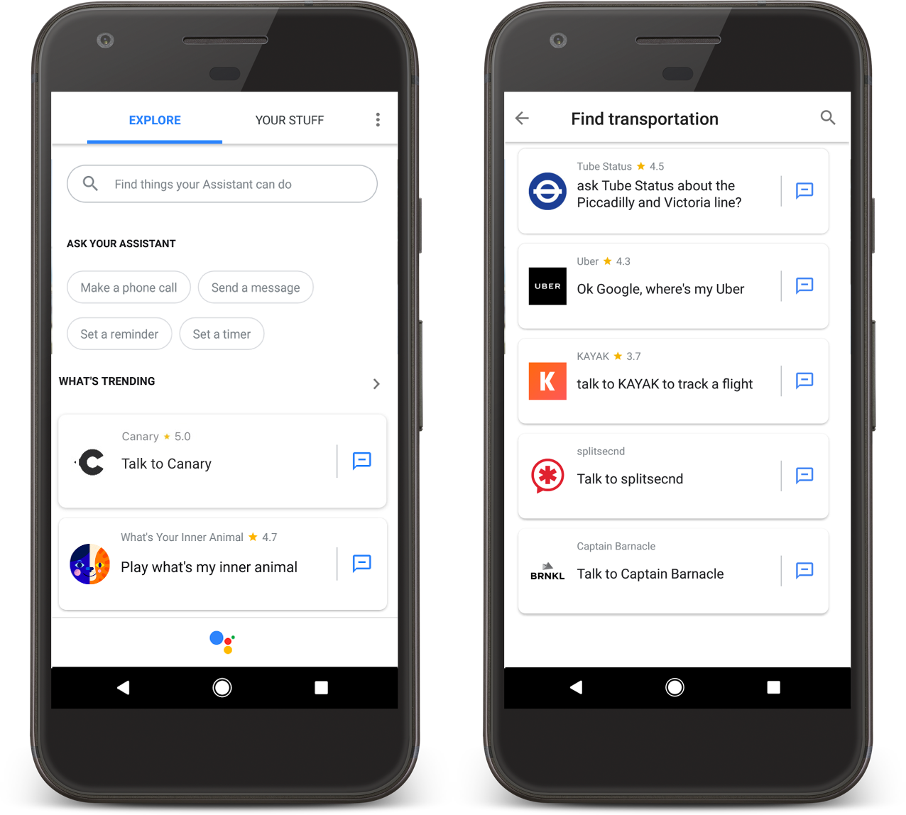 Google Assistant Unterkategorien für Apps