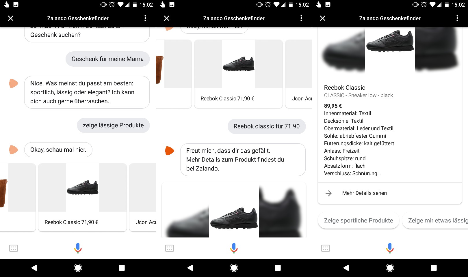 Zalando Geschenkefinder auf dem Google Assistant
